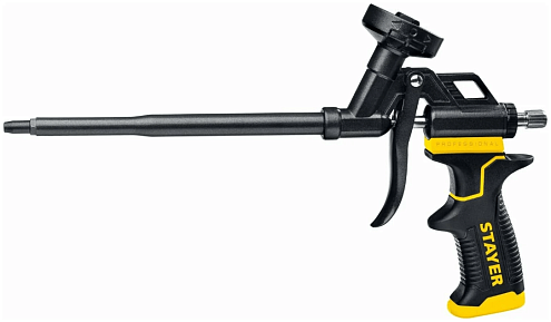 Пистолет ддля монтажной пены "BlackPRO", 2-х камерный ствол, полное тефлоновое покрытие, STAYER: фотография 1