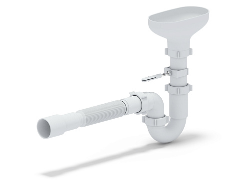 Сифон 1 1/2"х40 прямоточный с разрывом струи, с гибкой трубой 40х40/50 АНИ Пласт DR0115: фотография 1