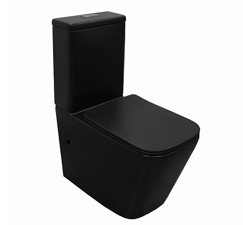 Унитаз-компакт Azario Black King AZ-8303D безободковый, с быстросъемным сиденьем, микролифт, черный матовый : фотография 1