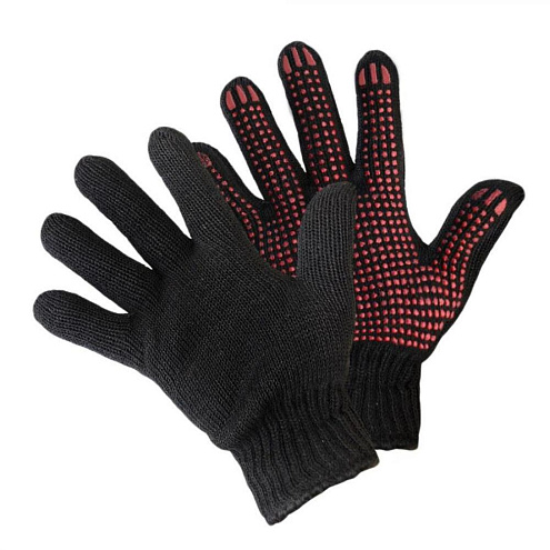 Перчатки зима вязаные двойные, с ПВХ-точкой, черные Fiberon: фотография 1