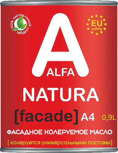 Масло фасадное "Alfa Natura FACADE A4" колеруемое 0,9л: фотография 1