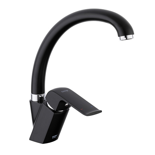Смеситель для кухни 35к G4150 GAPPO высокий пов. излив, п/гайку, ЧЕРНЫЙ: фотография 1