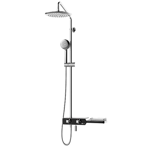 Смеситель LM7009C "Тропик" для ванны термостат с верхней душевой лейкой «Тропический дождь» лейка 3 режима поворотный излив хром: фотография 1