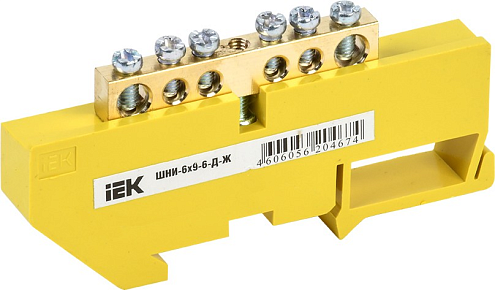 Шина PE "земля" на DIN-изоляторе ШНИ-6х9-6-Д-Ж IEK YNN10-69-6D-K05: фотография 1