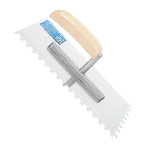 Гладилка зубчатая, 130х270мм, зуб  8х8мм, нержавейка, деревянная ручка, РемоКолор: фотография 1