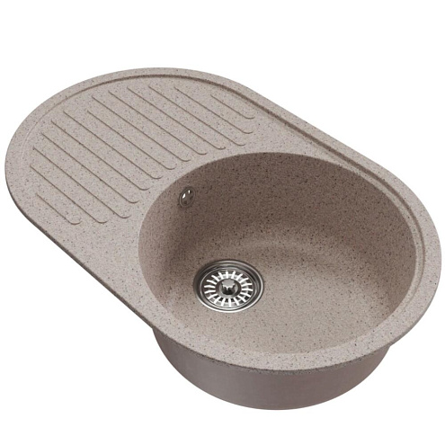 Мойка ML-GM16 овальная с крылом, песочная (302), 730х460х180 мм: фотография 1