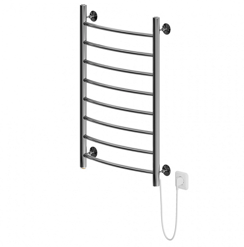 Полотенцесушитель Mixline Capella 80х50 кнопочный выключючатель, 340 Вт, 8 перекладин, дуга, правый, электрический: фотография 1