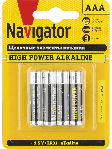 Элемент питания алкалиновый AAA/LR03 94 751 NBT-NE-LR03-BP4 уп.4шт NAVIGATOR 94751: фотография 1