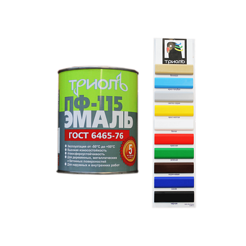 Эмаль ПФ-115 (ГОСТ 6465-76) «ТРИОЛЬ» Ярко-голубая RAL5012,  0,8кг: фотография 1
