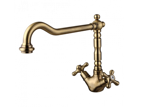 Смеситель Lemark "Винтаж" LM2805B для кухни с высоким поворотным изливом бронза: фотография 1
