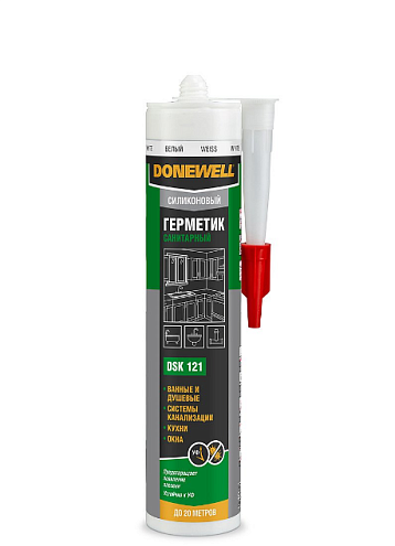 Герметик DoneWell DSK121силиконовый санитарный белый 260мл : фотография 1