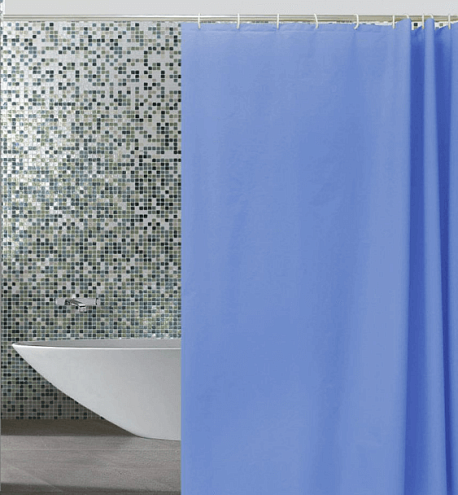 Занавеска-штора для ванн 180х180 "ZALEL" 0006 Голубая: фотография 1