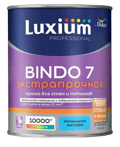Краска Luxium Professional экстрапрочная Bindo 7 матовая  BW 1л: фотография 1