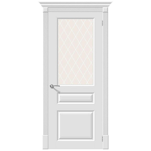 Дверь эмаль Скинни-15.1 Whitey со стеклом White Сrystal 2000х600: фотография 1