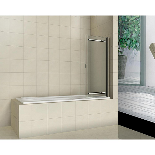 Шторка для ванны SCREEN SR-100-C-CH 2 створки, сдвижная со скрытым доводчиком, стекло 4 мм: фотография 1