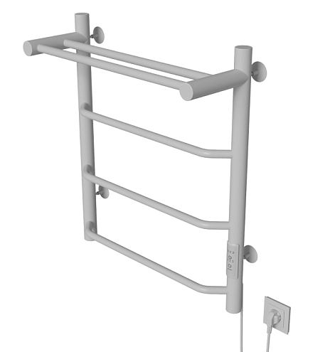 Полотенцесушитель Mixline Mira  60х50 таймер, 251 Вт, 3 перекладины + полка, электрический белый: фотография 1