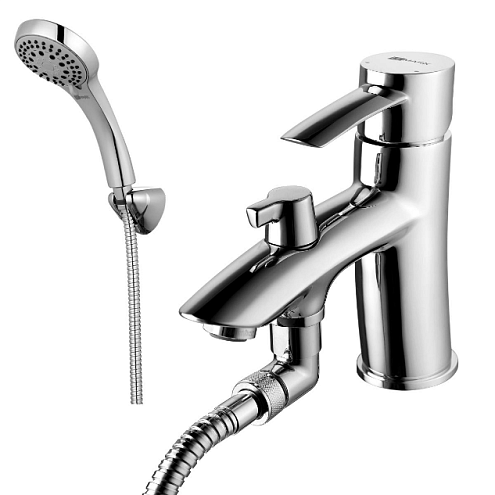 LM3215C "Атлантисс" Смеситель на борт ванны, с коротким изливом, с аксессуарами, хром: фотография 1