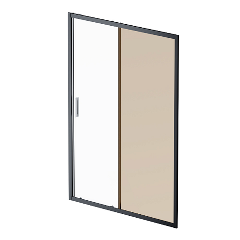 Душевая перегородка с дверью 140x195 AM.PM Gem W90G-140-1-195BBr бронзовое стекло, профиль черный матовый: фотография 1