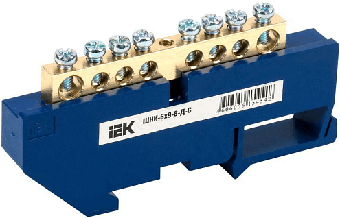 Шина нулевая на DIN-изол. ШНИ 6х9-8-Д-С IEK YNN10-69-8D-K07: фотография 1