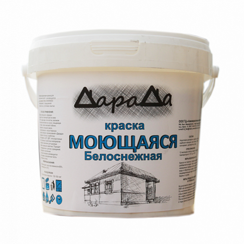 Краска водно-дисперсионная  «ДараДа» Моющаяся белоснежная  1,4кг (ГОСТ 52020-2003) : фотография 1