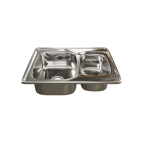 Мойка врезная MIXLINE, 500х700х180 2 чаши, выпуск 3 1/2" с сифоном : фотография 1