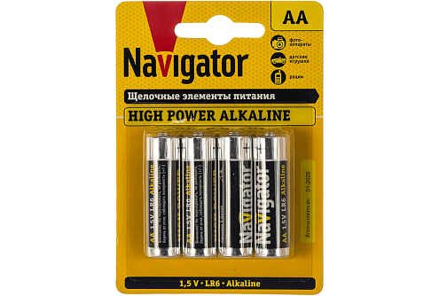 Элемент питания алкалиновый AA/LR6 94 753 NBT-NE-LR6-BP4 уп.4шт NAVIGATOR 94753: фотография 1