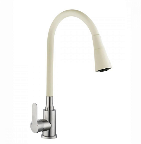 Смеситель для кухни с силиконовым изливом Садко бежевый 577030  Антей: фотография 1