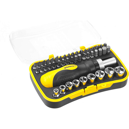 Набор COMPACT-46, реверс. отвертка, биты, бокс, 46 предмета, STAYER: фотография 1