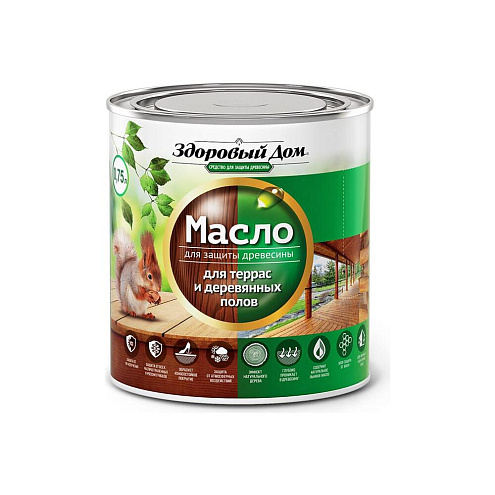 Масло для террас и деревянных полов "Здоровый Дом", Бесцветное 0,75л: фотография 1