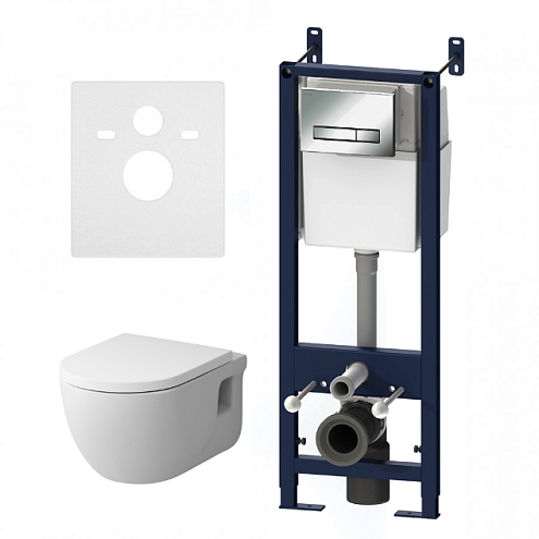 Комплект инсталляция AM.PM IS30251.801701 с подвесным унитазом Like FlashClean, с сиденьем микролифт и клавишей смыва хром глянец: фотография 1