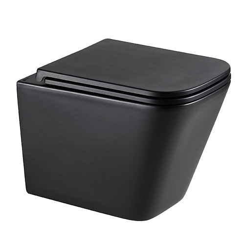 Унитаз Lemark Florex подвесной, безободковый с сиденьем микролифт, смыв вихревой Торнадо 3.0, чёрный матовый: фотография 1