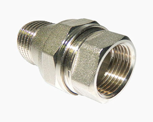 Соединитель латунный прямой 1" (американка) ВН никелированный STI: фотография 1