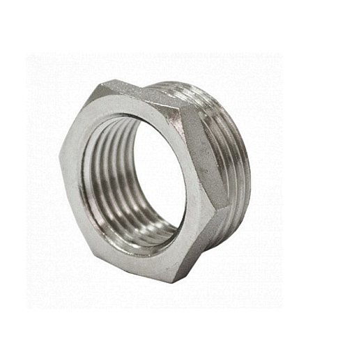 Футорка латунная 1"х1/2" НВ никелированная STI: фотография 1