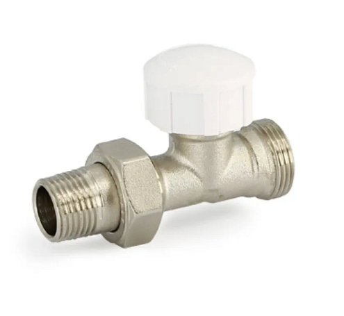 Вентиль термостатический НН 1/2"х3/4" ЕК с разъёмным соединением никелированный под термоголовку M30x1,5 Uni-fitt: фотография 1