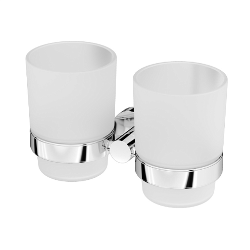 Стакан для зубных щеток настенный двойной AM.PM Sense L A74343400 стеклянный, хром: фотография 1