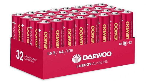 Элемент питания алкалиновый AA/LR6 1.5В Energy Alkaline 2021 Pack-32 уп.32шт DAEWOO 5030053: фотография 1