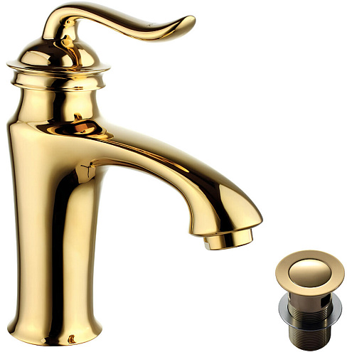Смеситель Lemark "Брава" LM4706G для умывальника монолитный с донным клапаном клик-клак золото: фотография 1