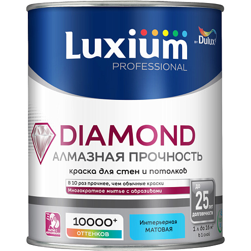 Краска Luxium Professional Diamond Matt Алмазная прочность матовая BW 1л: фотография 1