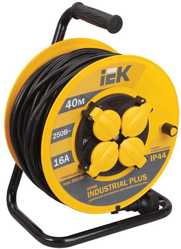 Удлинитель на катушке "Industrial plus" УК40 4х40м с заземлением 16А IP44 с термозащитой 3х1,5мм² IEK WKP15-16-04-40-44: фотография 1
