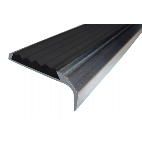 Порог угол 40х20 1,8м  алюминий с резиновой вставкой, черная: фотография 1
