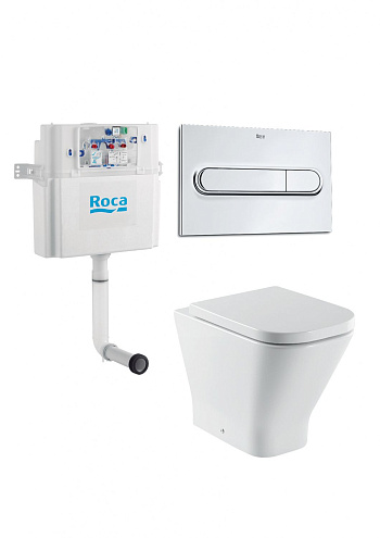 Комплект Roca The Gap 893109000 приставной унитаз с крышкой-сиденьем микролифт, инсталляция и кнопкой смыва: фотография 1