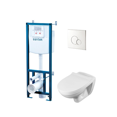 Комплект инсталляция Santek Бореаль Пэк 1WH501544 с подвесным унитазом, с сиденьем микролифт и клавишей смыва хром: фотография 1