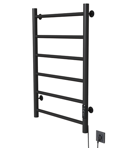 Полотенцесушитель Mixline Vega  80х50 таймер, 289 Вт, 6 перекладин, электрический черный: фотография 1