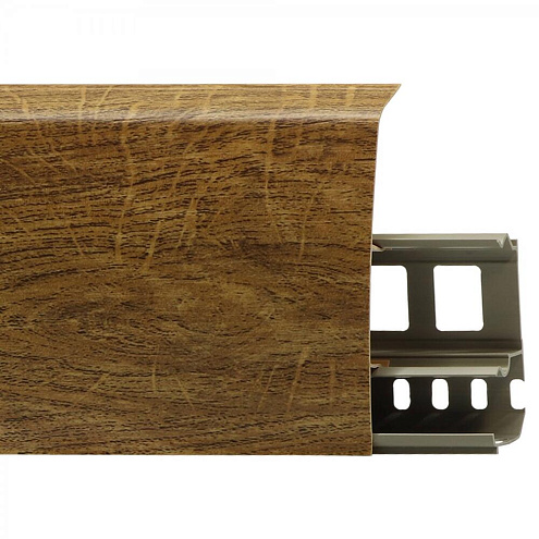 Плинтус ПВХ с монтажной планкой Line Plast LS017, Атласное дерево: фотография 1