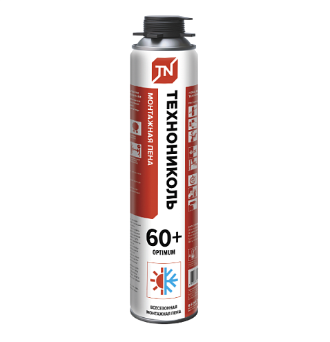 Пена монтажная Технониколь 60+ OPTIMUM всесезонная, 1000 мл: фотография 1