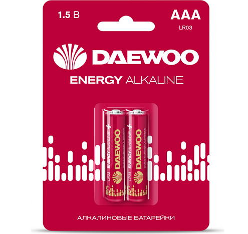 Элемент питания алкалиновый AAA/LR03 1.5В Energy Alkaline 2021 BL-2 уп.2шт DAEWOO 5029873: фотография 1
