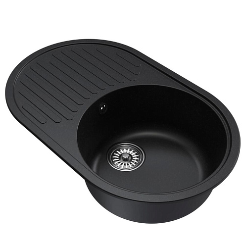 Мойка ML-GM16 овальная с крылом, ультра-черная (344), 730х460х180 мм: фотография 1