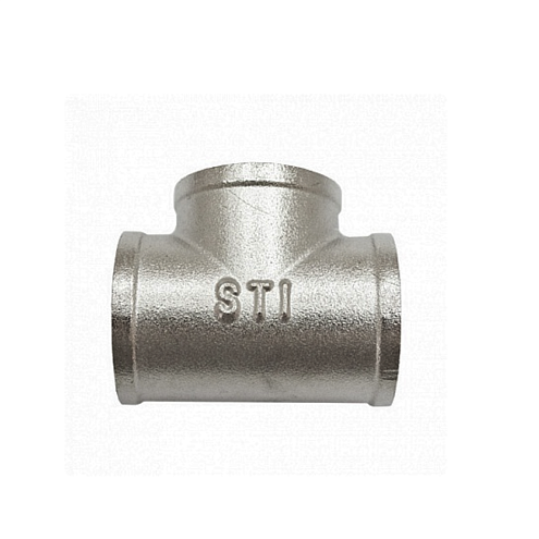 Тройник латунный 1/2" В-В-В никелированный STI: фотография 1