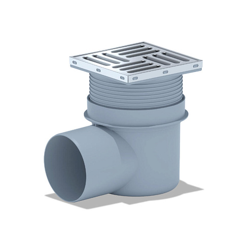 Трап для душа горизонтальный регулируемый, с сухим затвором, с решёткой из нержавеющей стали 150х150 АНИ Пласт ТQ1612: фотография 1