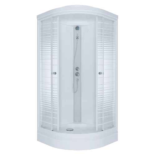 Душевая кабина "Стандарт 90х90 А3" ДН4 Полосы полукруг, низкий поддон, сифон D90мм: фотография 1